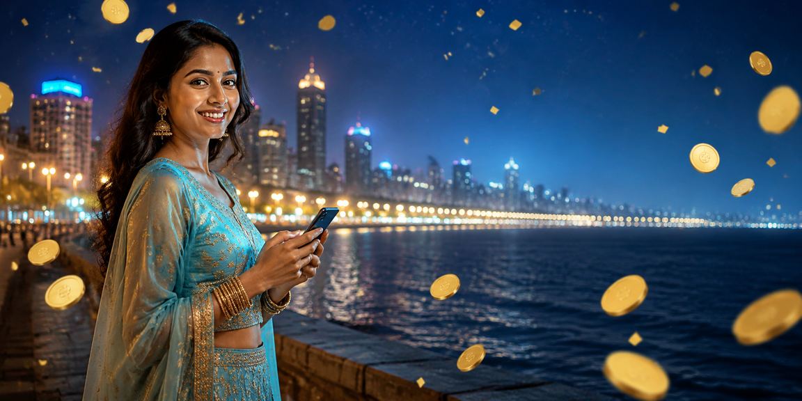 Mobile user enjoying secure online betting at Mumbai Marine Drive